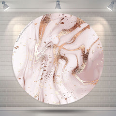 Lofaris Golden Pink Marbling Round Wedding Backdrop Cover