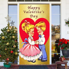 Lofaris Golden Red Heart Couple Kits Valentines Door Cover