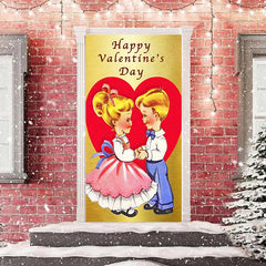 Lofaris Golden Red Heart Couple Kits Valentines Door Cover