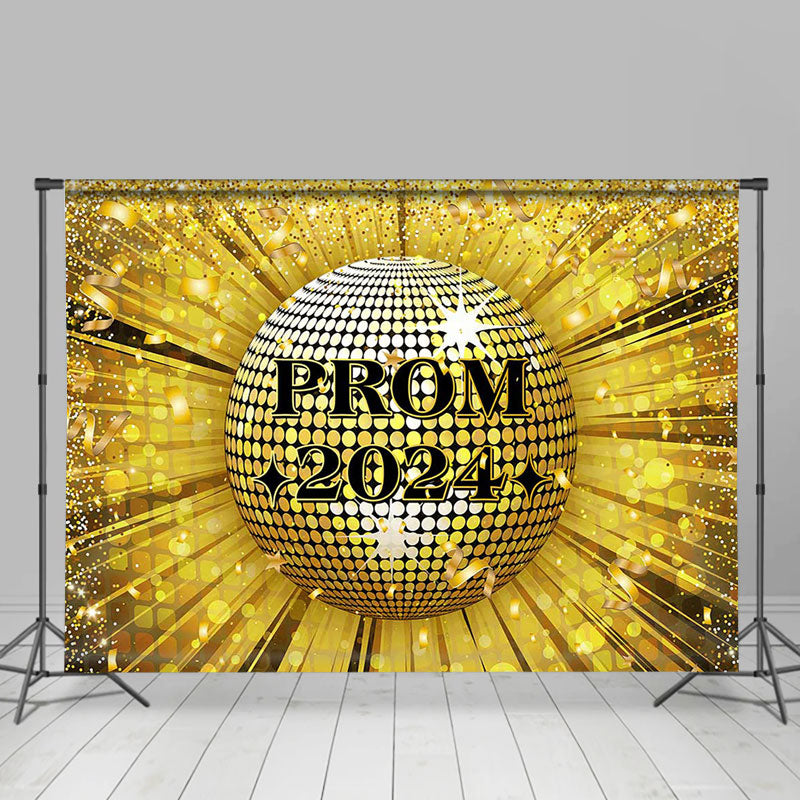 Lofaris Golden Ribbon Glitter Disco Ball Backdrop For Prom