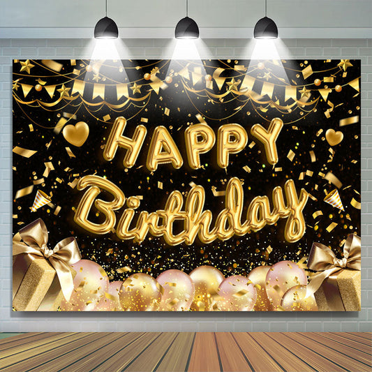 Lofaris Golden Ribbons Gift Pink Balloons Birthday Backdrop
