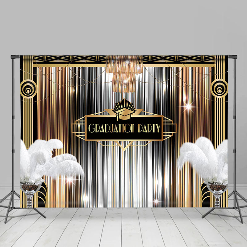 Lofaris Golden Silver Metallic Feel Line Graduation Backdrop