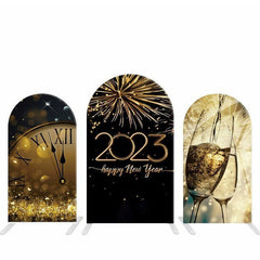Lofaris Golden Spark Happy 2023 New Years Arch Backdrop Kit