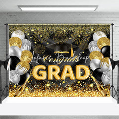 Lofaris Golden Sparkling Balloon Star Graduation Backdrop