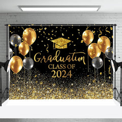 Lofaris Golden Sparkling Ribbon Balloon Graduation Backdrop