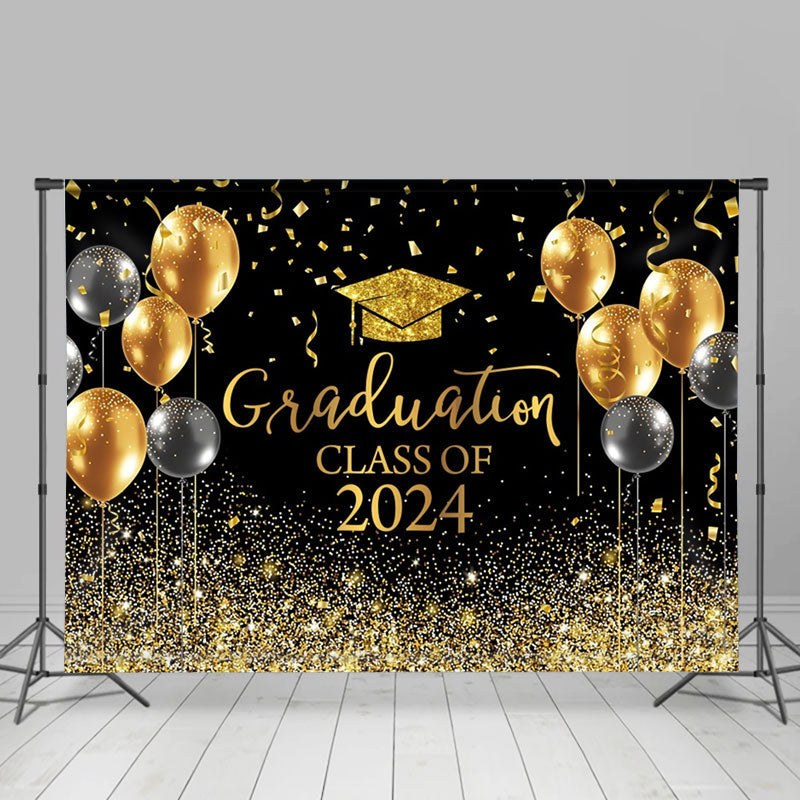 Lofaris Golden Sparkling Ribbon Balloon Graduation Backdrop