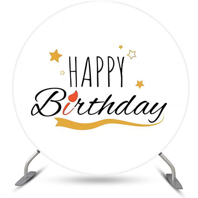 Lofaris Golden Stars White Simple Round Birthday Backdrop