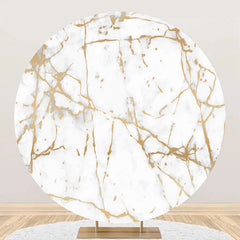 Lofaris Golden White Abstract Marble Round Birthday Backdrop