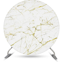 Lofaris Golden White Marble Texture Round Birthday Backdrop
