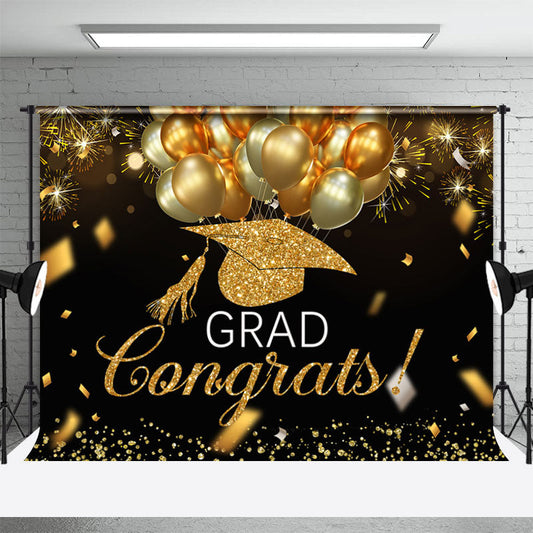 Lofaris Goledn Balloon Ribbon Glitter Graduation Backdrop