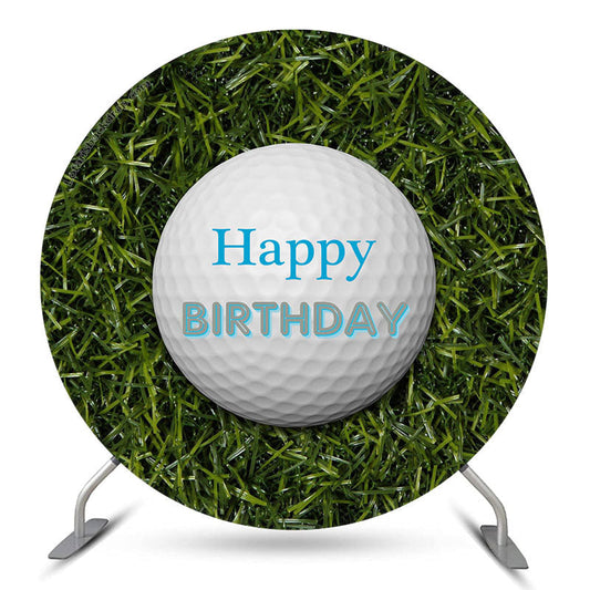 Lofaris Golf Ball Green Grass Happy Birthday Round Backdrop