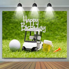Lofaris Golf Toy Car Bears Grassland Bokeh Birthday Backdrop