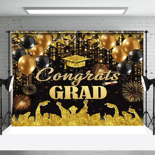 Lofaris Golgen Student Balloons Bokeh Graduation Backdrop