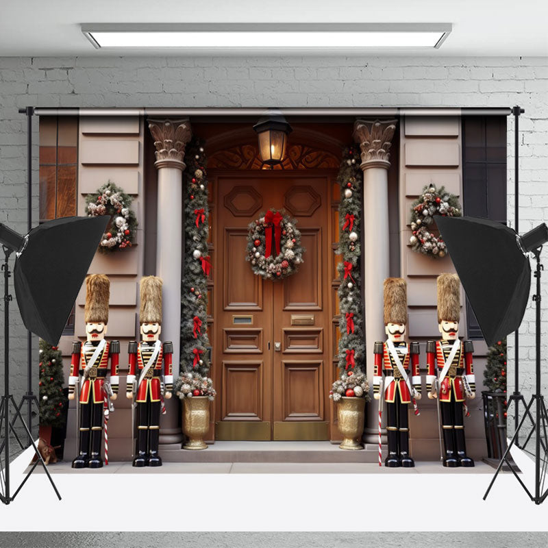 Lofaris Gorgeous Gate Christmas Wreath Guard Photo Backdrop