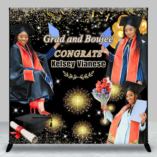 Lofaris Grad And Boujee Custom Photo Congrats Backdrop