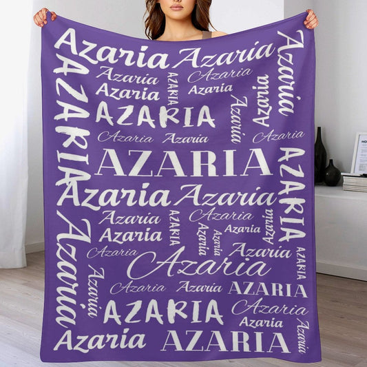 Lofaris Gradation Purple White Text Customized Name Blanket