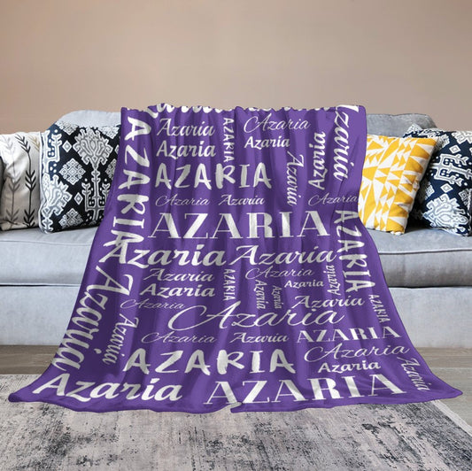 Lofaris Gradation Purple White Text Customized Name Blanket
