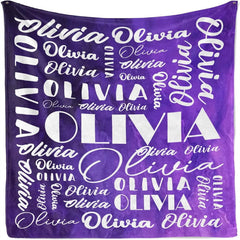 Lofaris Gradation Purple White Text Customized Name Blanket