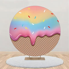Lofaris Gradient Ice Cream Plaid Round Backdrop For Birthday