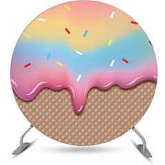 Lofaris Gradient Ice Cream Plaid Round Backdrop For Birthday