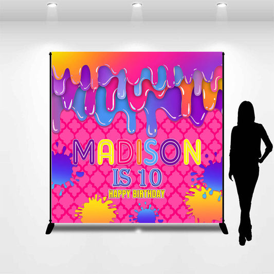 Lofaris Gradient Pigment Graffiti Custom 10Th Birthday Backdrop