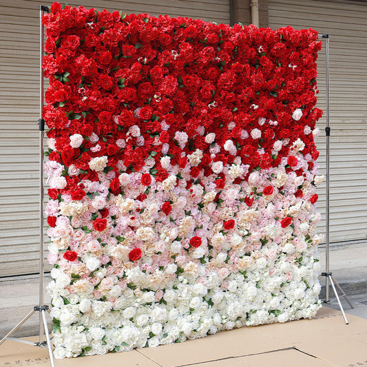 Lofaris Gradient Red White Artificial Flower Wall Party Decor