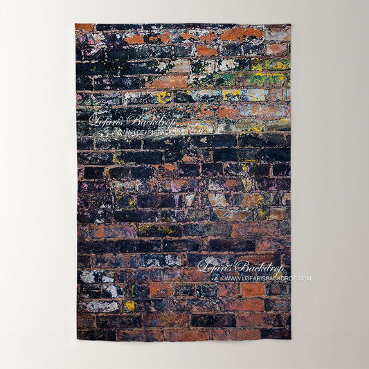 Lofaris Graffiti Art Black Brick Wall Photoshoot Backdrop