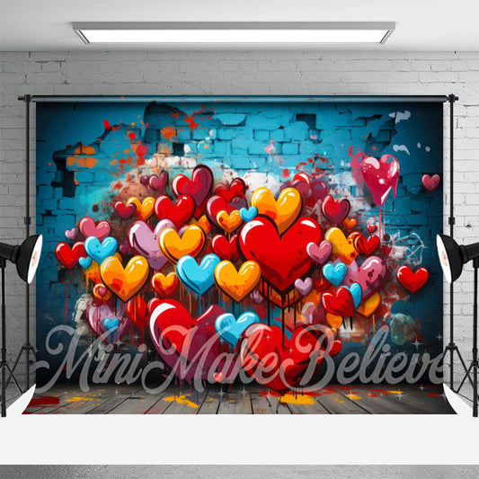 Lofaris Graffiti Heart Broken Brick Valentines Day Backdrop