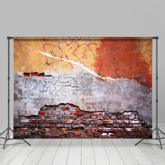 Lofaris Graffiti Shabby Red Orange Brick Photoshoot Backdrop