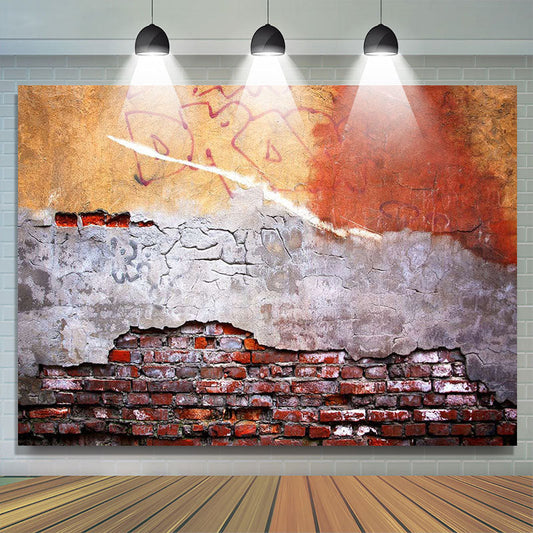 Lofaris Graffiti Shabby Red Orange Brick Photoshoot Backdrop