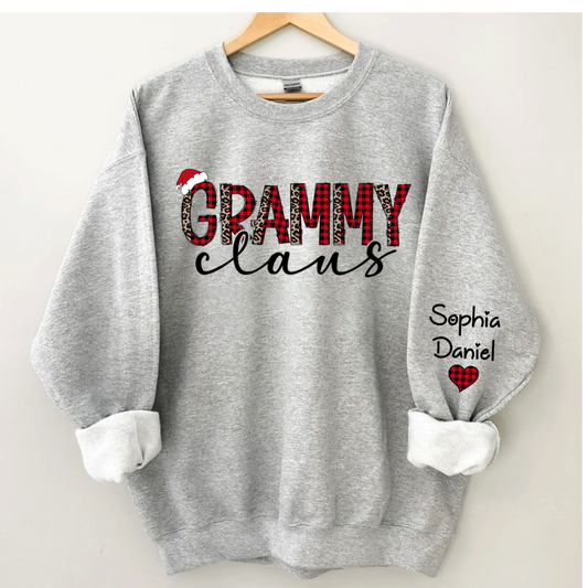 Lofaris Grammy Claus And Kids Customized Name Sweatshirt