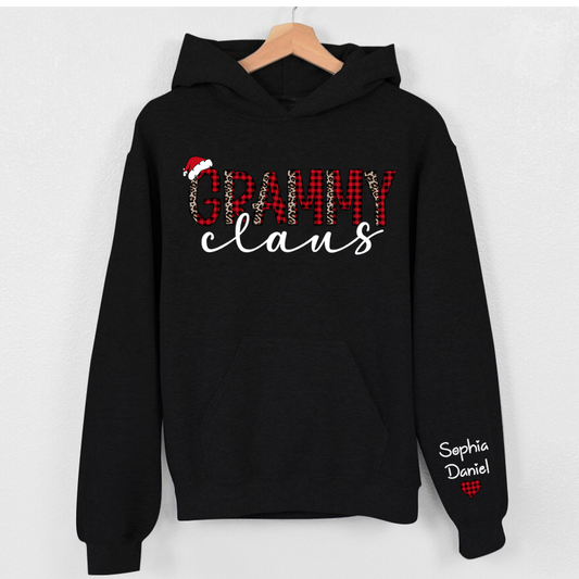 Lofaris Grammy Claus Checked Leopard Custom Name Hoodie