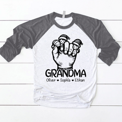 Lofaris Grandkid Hand Christmas Custom Name Baseball Shirt