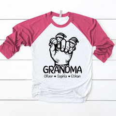 Lofaris Grandkid Hand Christmas Custom Name Baseball Shirt