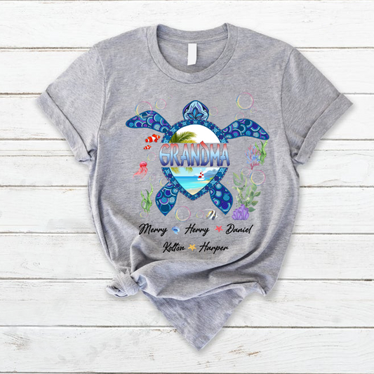 Lofaris Grandma and Grandkids Turtle Mothers Day T-Shirt