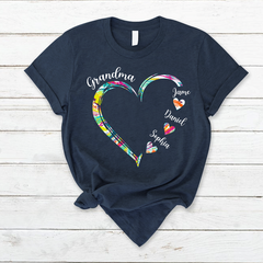 Lofaris Grandma And Kids Heart Color Custom Name T - Shirt