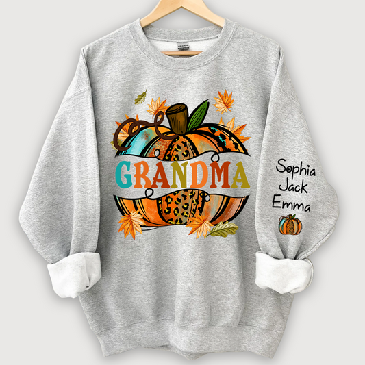 Lofaris Grandma Autumn Pumpkin Grandkids Custom Sweatshirt