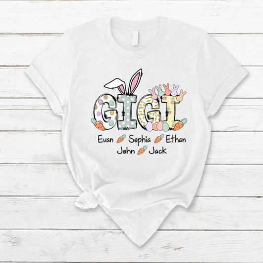 Lofaris Grandma Bunny Gigi Carrot Custom Easter Day T-Shirt