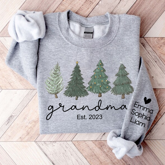 Lofaris Grandma Est Christmas Tree Custom And Kids TH Sweatshirt