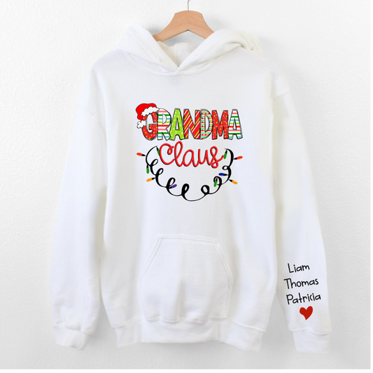 Lofaris Grandma Grandkid Christmas Personalized Name Hoodie