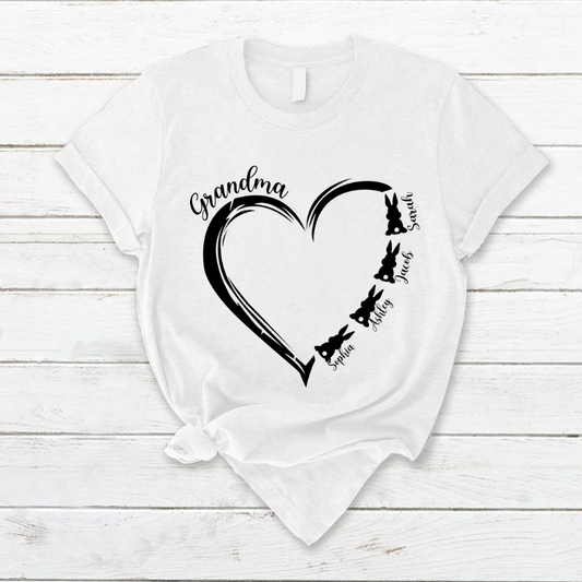 Lofaris Grandma Grandkids Hearts Bunny Easter T-Shirt