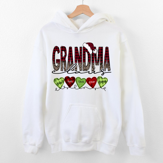 Lofaris Grandma Heart Grandkids Christmas Custom Hoodie