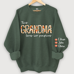 Lofaris Grandma Loves Her Pumpkins Floral Custom Sweatshirt