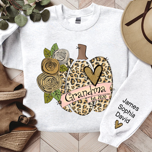 Lofaris Grandma Pumpkin Leopard Flower Custom Sweatshirt