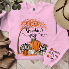 Lofaris Grandma Pumpkin Patch Autumn Custom Name Sweatshirt