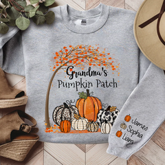 Lofaris Grandma Pumpkin Patch Autumn Custom Name Sweatshirt