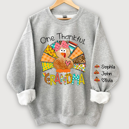 Lofaris Grandma Turkey Custom Name Thanksgiving Sweatshirt