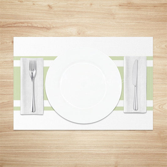 Lofaris Grass Green White Stripe Modern Set Of 4 Placemats