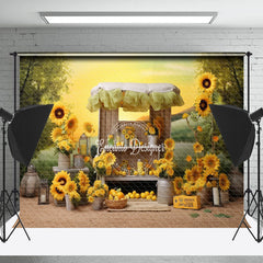 Lofaris Grassland Trees Sunflowers Lemon Potography Backdrop