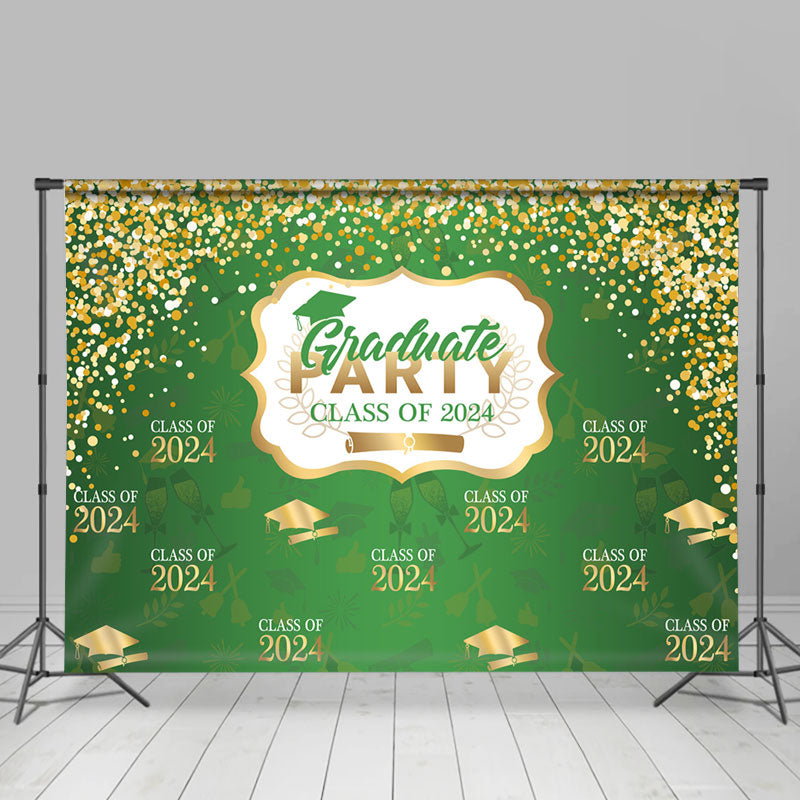Lofaris Greeny Gold Glitter Graduation Party Prom Backdorp